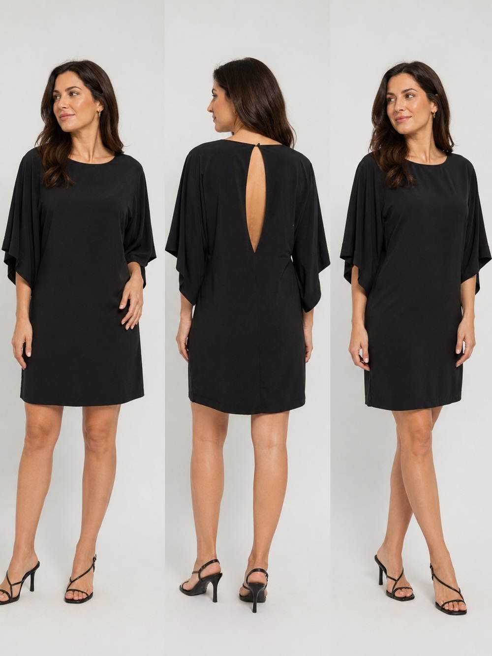 new Ark &co Kimono Dress,Lined Black SZ S Cut on the back,without belt
